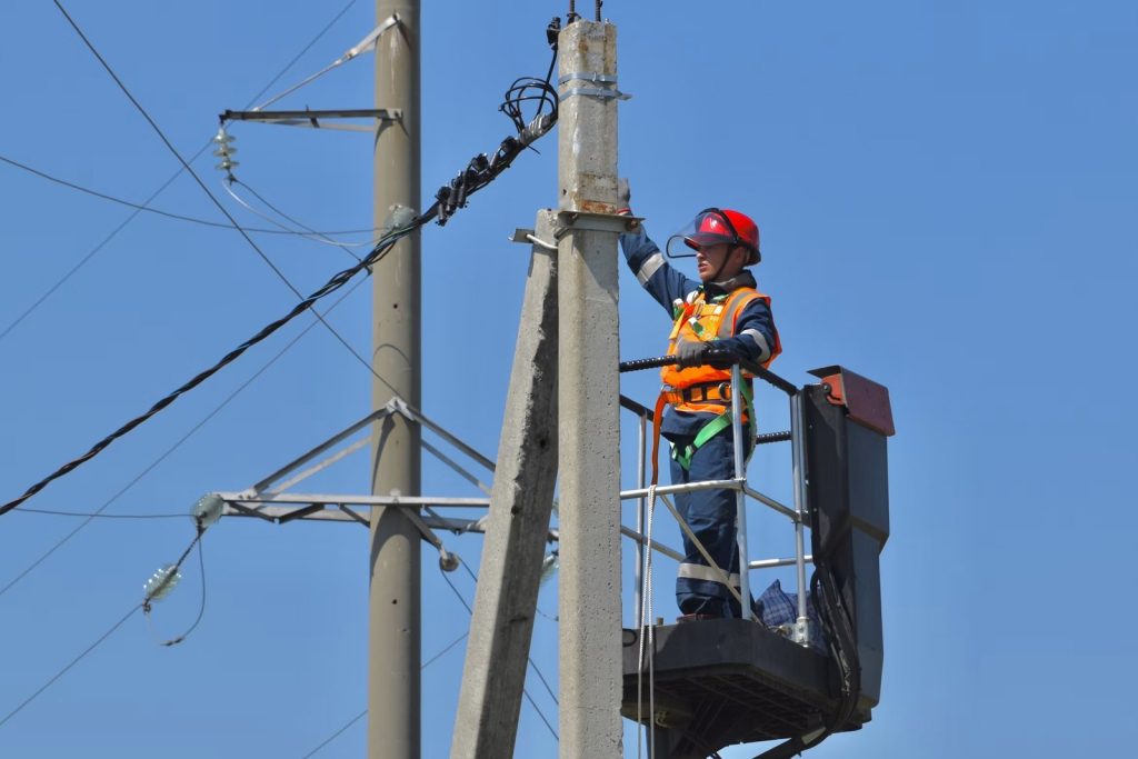 Electrical contractor at work