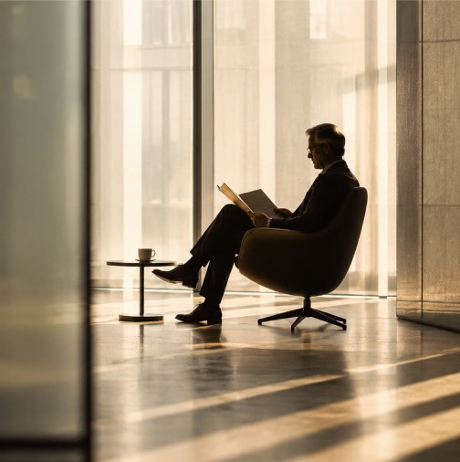 Partner reading in an office