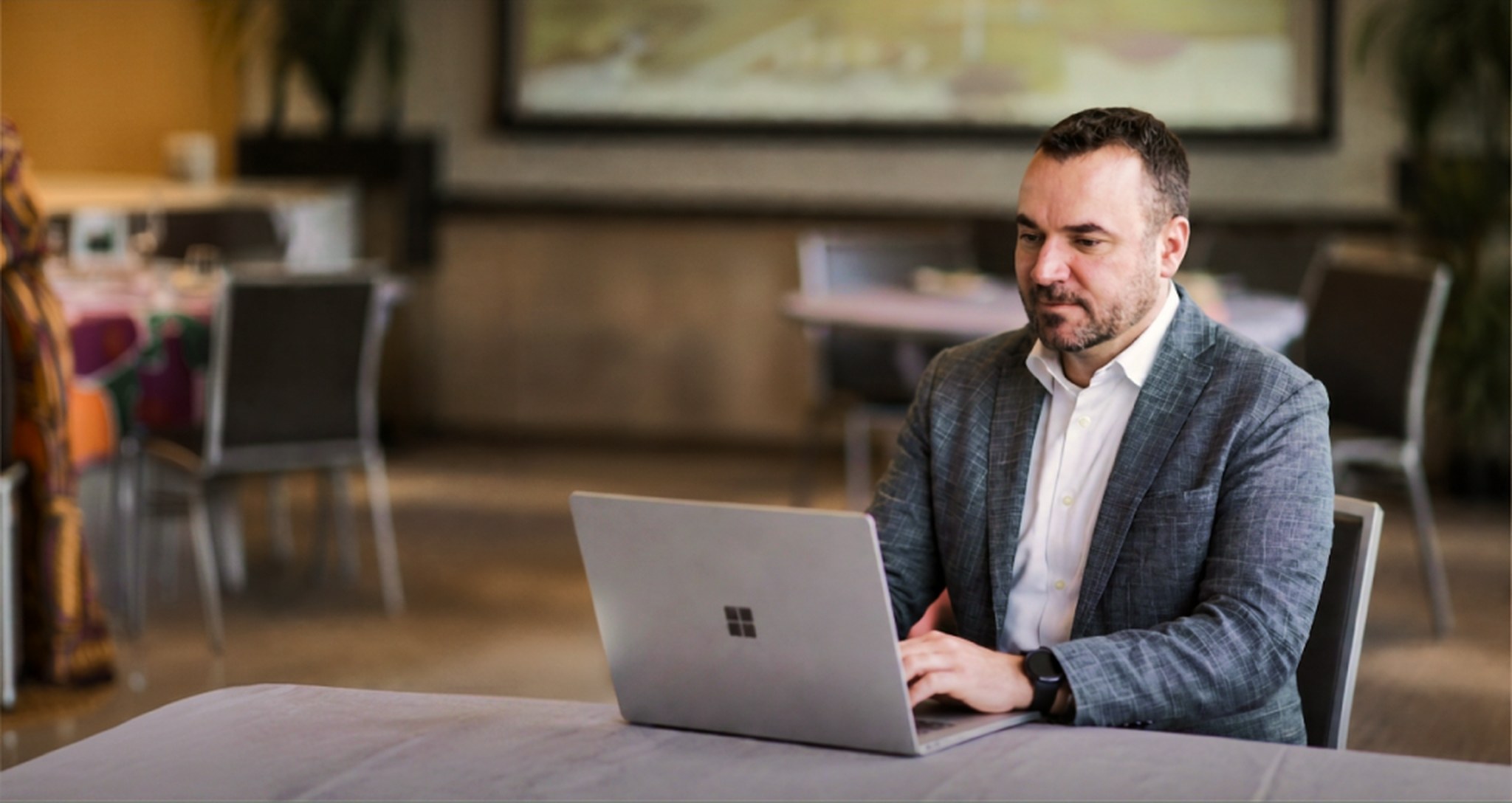 Business owner working on a laptop